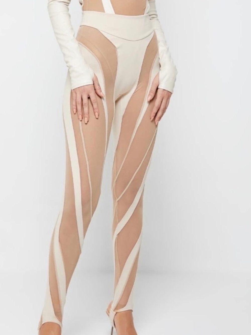 Maniere De Voir - Spiral Contour Mesh Leggings - size 12